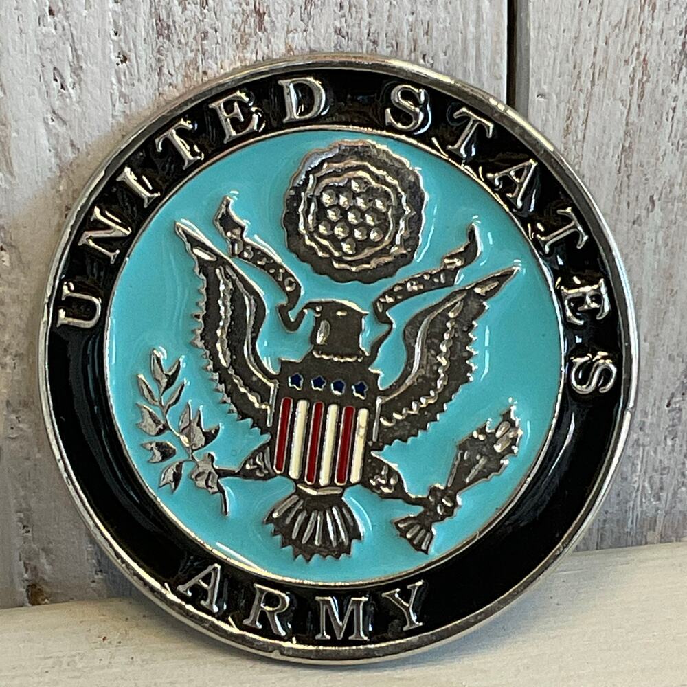 United States‎ Army Belt Buckle Round Patriotic Military Eagle Crest